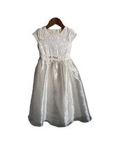 Vintage Y2K Jessica McClintock White Brocade Party Dress Girl 6 Gunne Sax HOLDAY