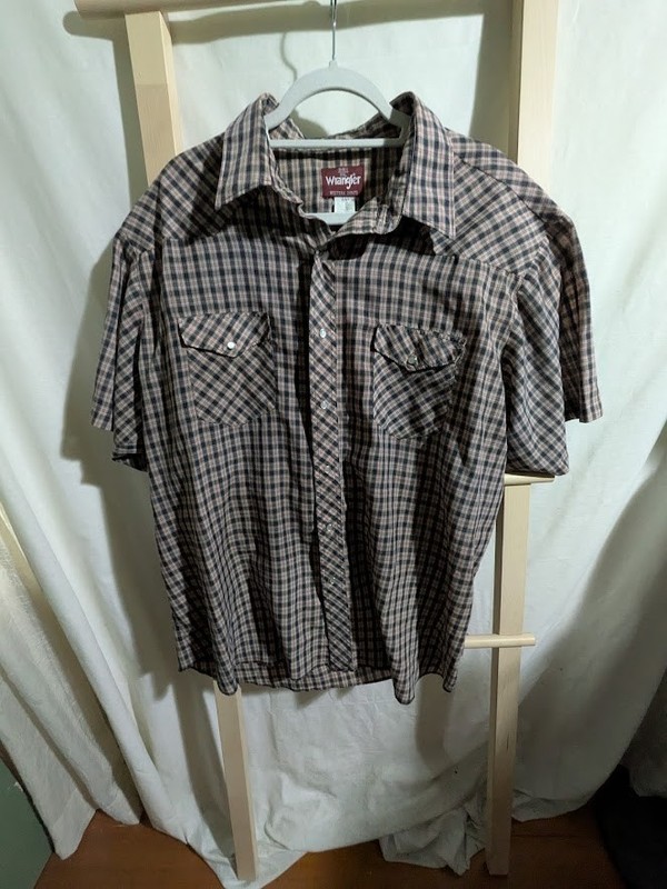 Wrangler western plaid Pearl Snap Button up shirt  18-18 1/2 XXL GUC