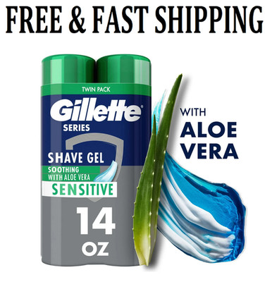 Gillette Series Soothing Shave Gel for Men with Aloe Vera, Twin Pack, 14 oz