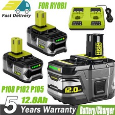 For RYOBI 18V P108 BPL1820, P102 High Capacity 12.0 AH Lithium Battery /Charger
