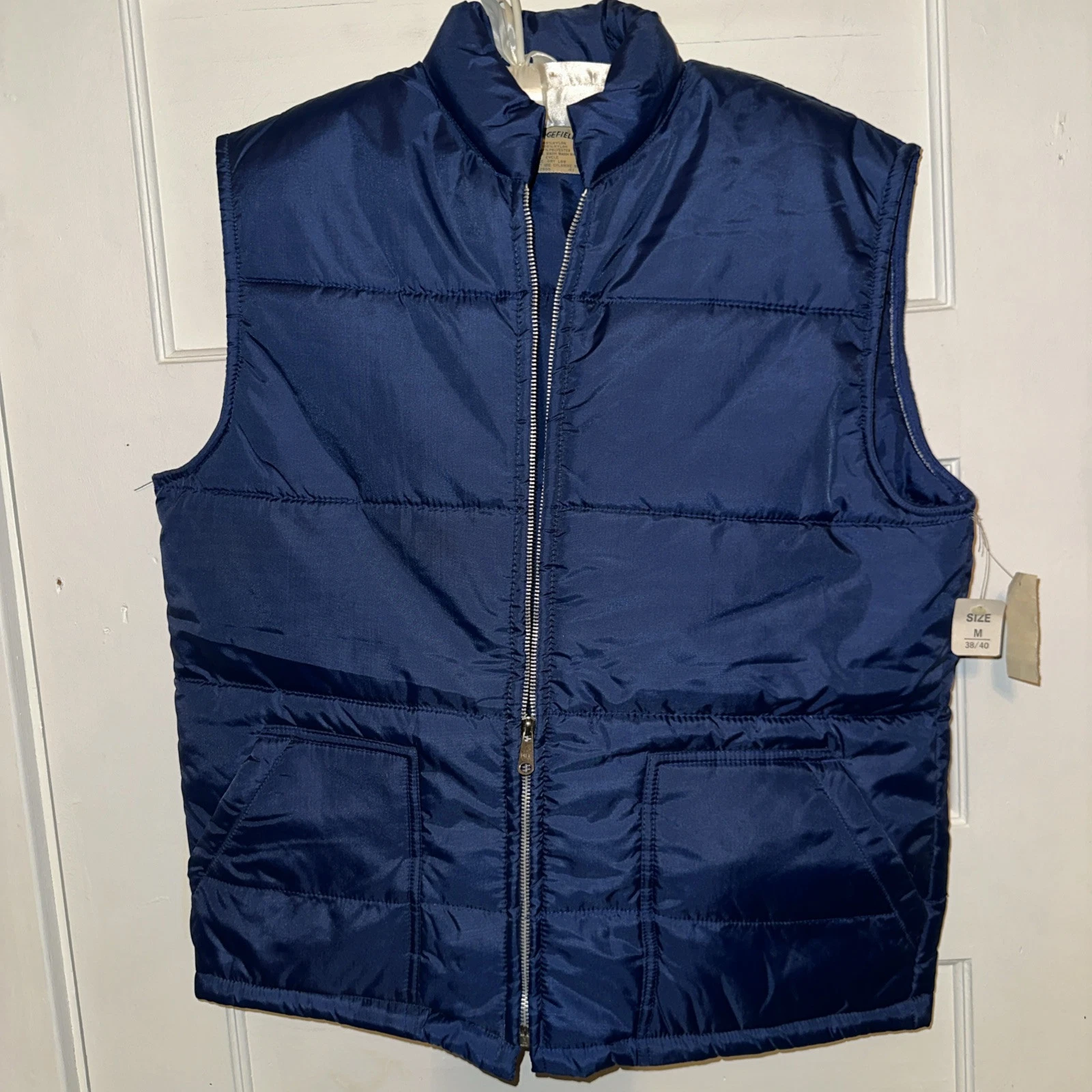 Men’s WEDGEFIELD Puffer Quilted Blue Ski Vest Nylon Size M NWT