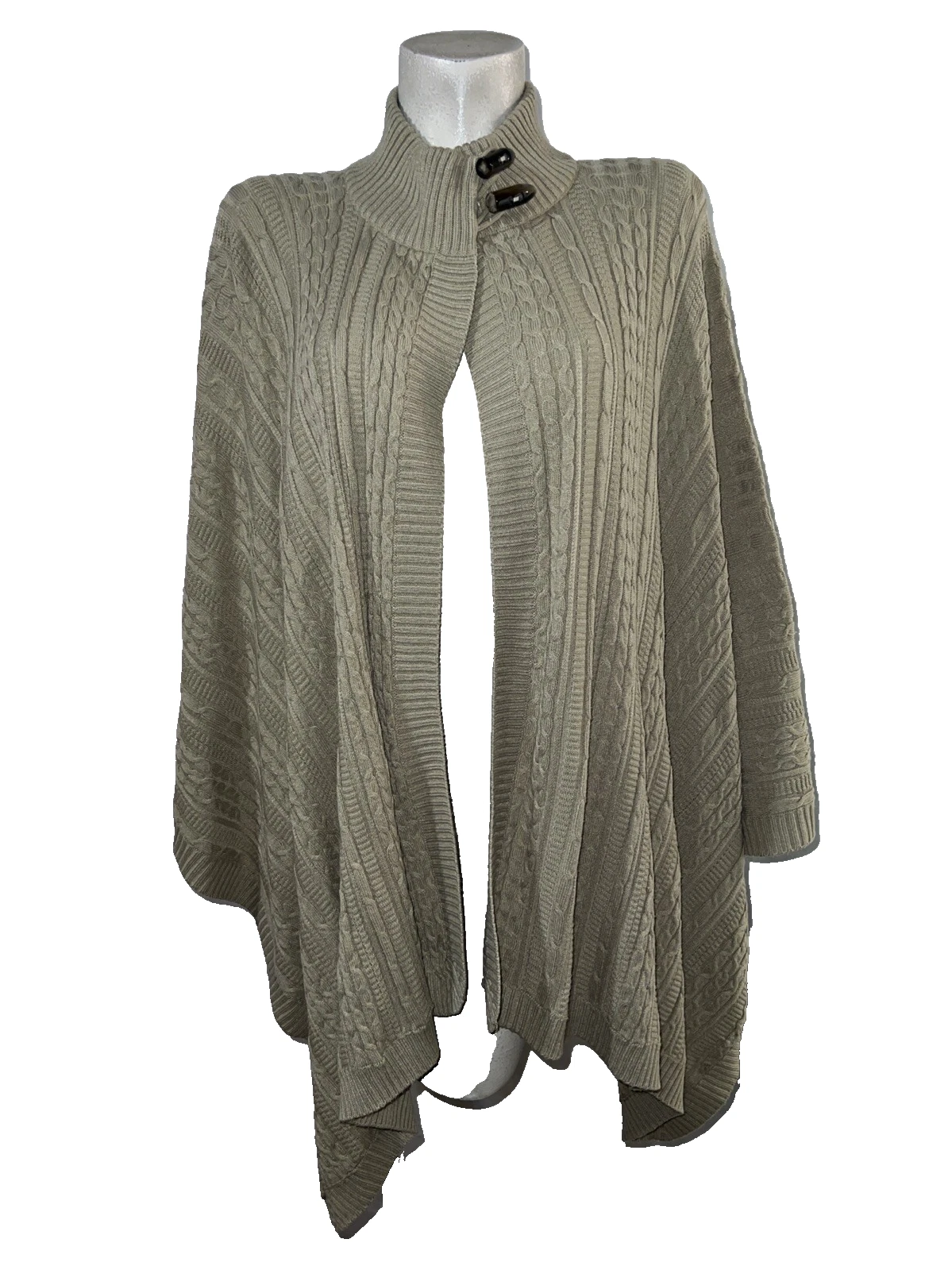 Soft Surroundings Brown Knit Poncho Size S/M Cover Up Shawl Layering Cardigan