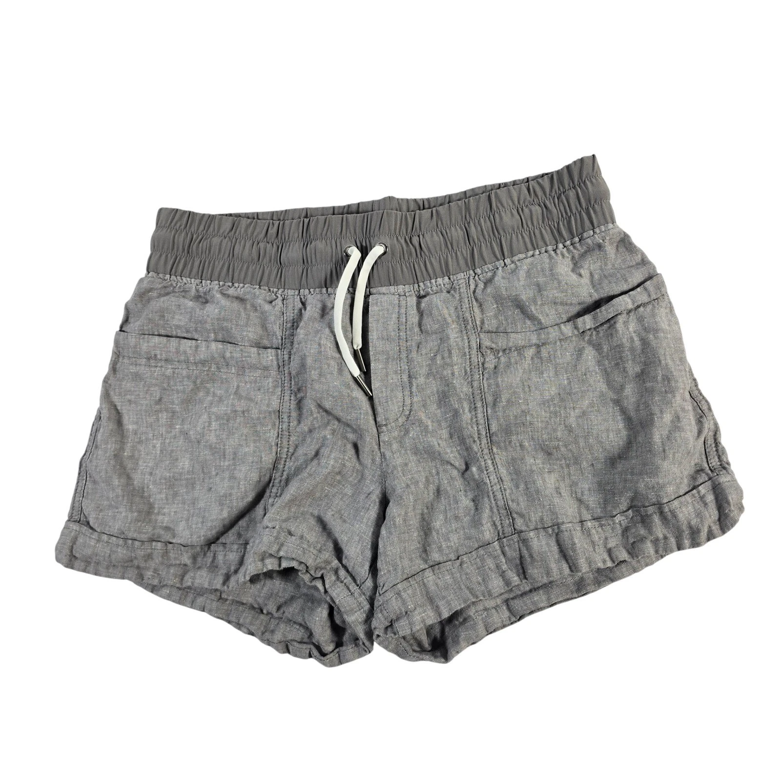 Athleta Women's Gray Linen Blend Drawstring Waist Lounge Shorts Size S