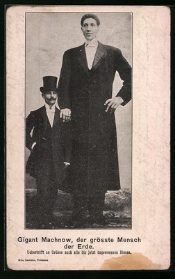 Gigant Machnow, der größte Mensch der Erde, Ansichtskarte 1903 