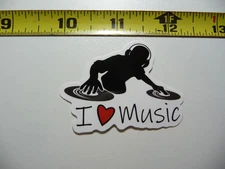 I LOVE MUSIC DJ TURNTABLES SMALL STICKER DECAL SONGS BAND FAN APPRECIATION