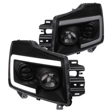 Sequential Led Signal For 04-15 Nissan Titan Black Smoke Projector Headlights Sequential Led Signal For 04-15 Nissan Titan Black Smoke Projector Headlights