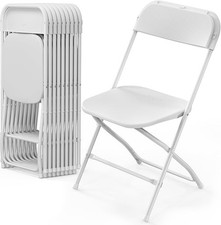 VINGLI 10 Pack White Plastic Folding Chair, White - Material: Plastic