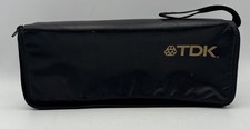 TDK 15 Cassette Tape Faux Leather Case: Zipper Closure, Strap, Removable Tray