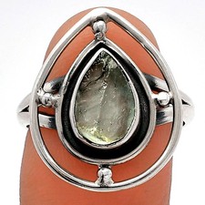 Natural Aquamarine Rough - Brazil 925 Sterling Silver Ring s.8 Jewelry R-1446