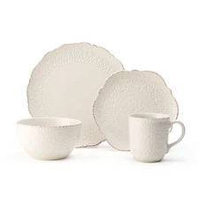16 Piece Off White Dinnerware Set Service For 4 Dishwasher Safe Stoneware