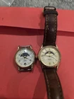 2 Non Working Vintage Moon Phase Watch Lot Timex and Seiko for Parts Repair