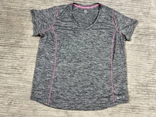 RBX Top Womens 2X Gray V-Neck Short Sleeve Athletic