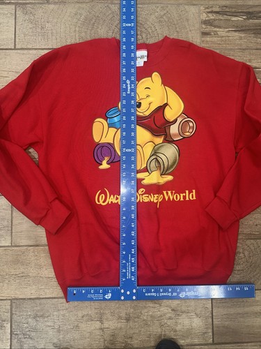 Vintage 90s Winnie the Pooh Bear Walt Disney World Red XXL Crew Neck Sweatshirt - Picture 5 of 11