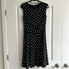 Lauren Ralph Lauren Black Polka Dot Sleeveless Dress, Women's Size 10