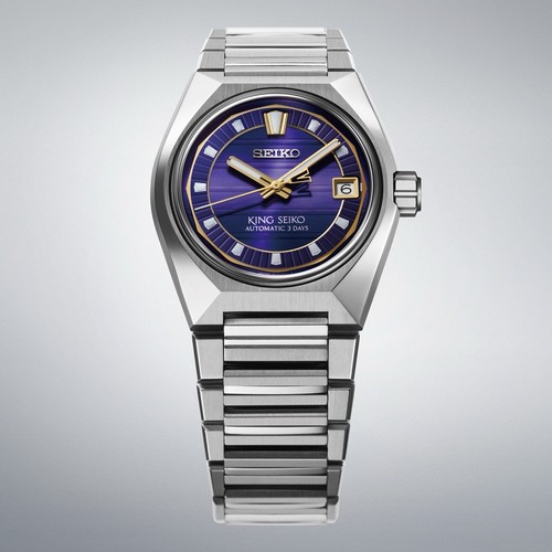 Seiko King Vanac 41 mm lila Zifferblatt Edelstahl Uhr SLA083