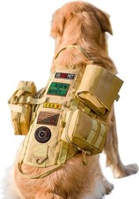 Tactical Dog Harness with Pouches,Dog Vest for Large Medium L, Khaki