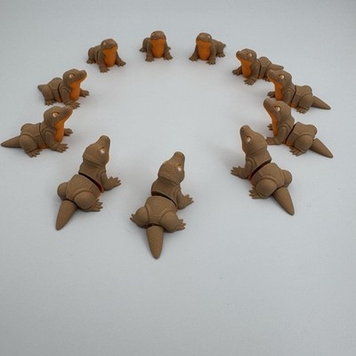 (11) 3D Printed Small 2'' Comodo Dragon Lizard Brown Orange
