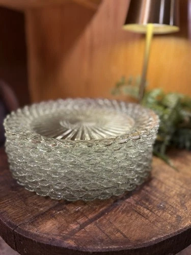 (10) Vintage Anchor Hocking Depression Waterford Waffle Pattern Glass Plates