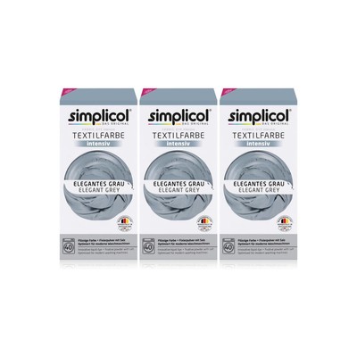 Simplicol Textilfarbe intensiv Elegantes Grau 150g 3er Pack