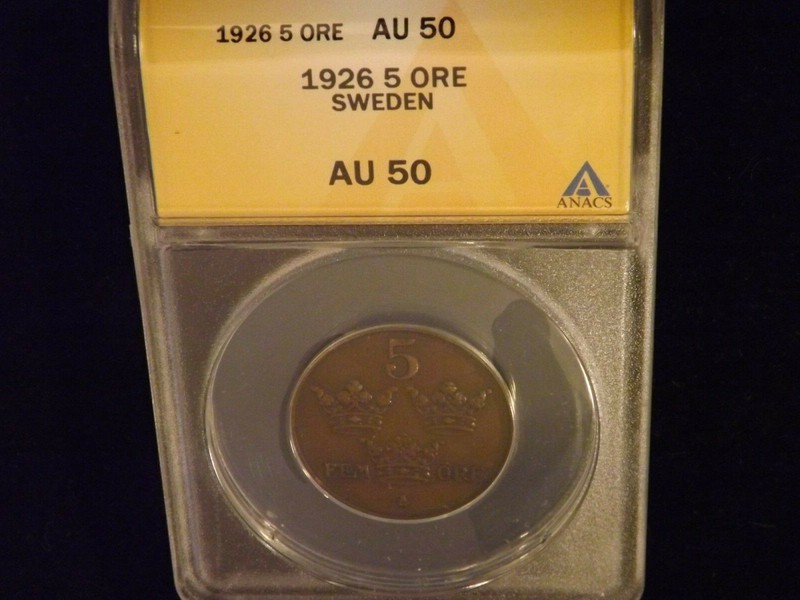 1926    5 Ore      SWeden        ANACS  AU 50