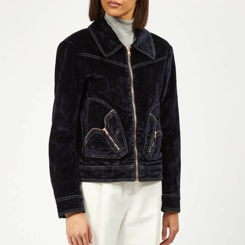 Navy Velvet Denim Jacket Size 