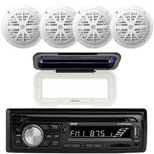 Pyle Bluetooth Marine Radio MP3/USB/SD CD AM/FM, Cover, 4x 6.5" Speakers