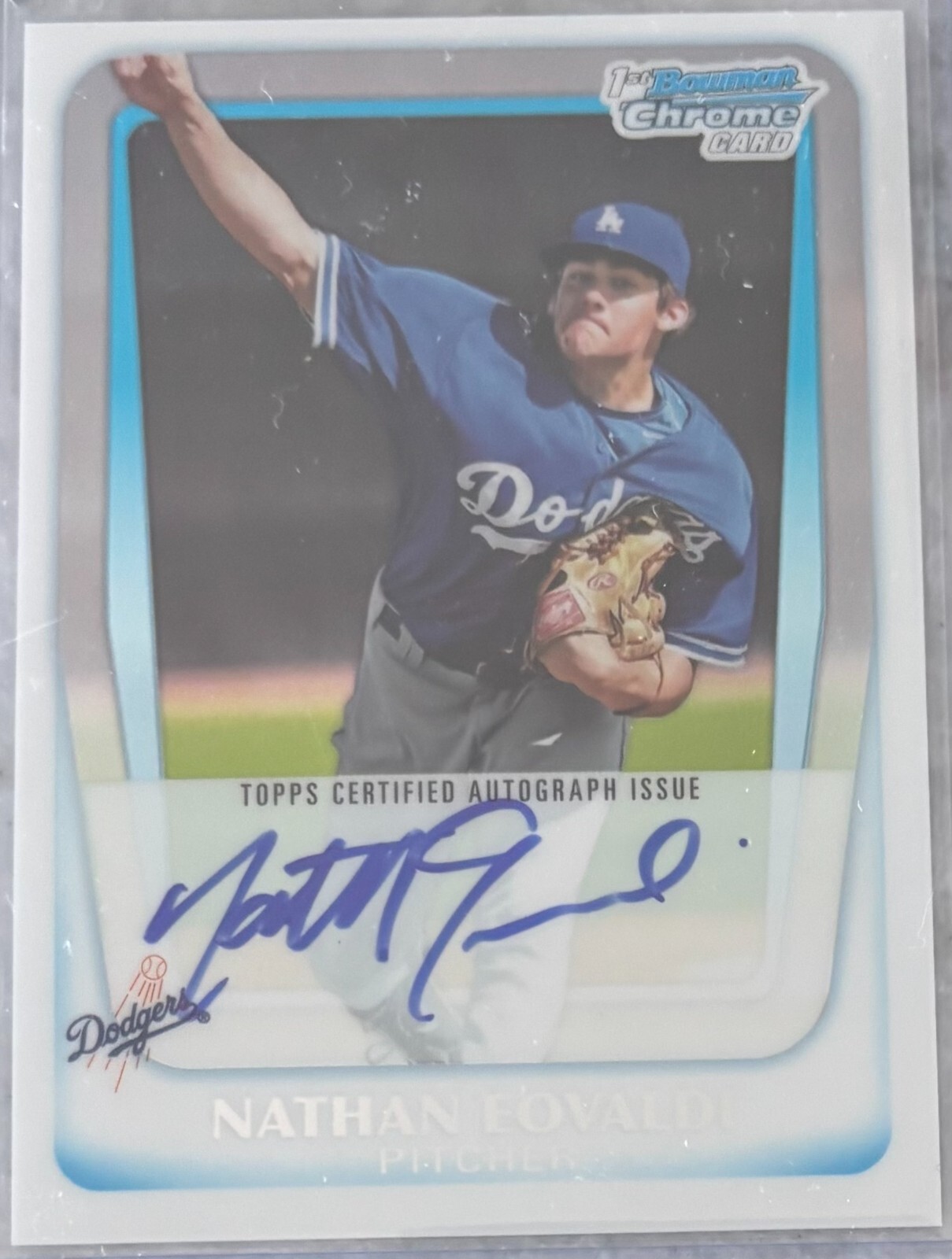 2011 BOWMAN CHROME NATHAN EOVALDI AUTOGRAPH REFRACTOR AUTO #D 042/500 ROOKIE