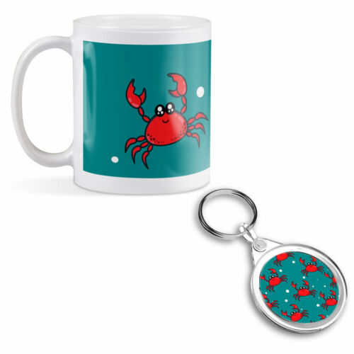 Becher & Rund Schlüsselring Set - Happy Red Crab Unterwasser Meer #45293 - Bild 1 von 8