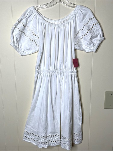White Scallop Border Knit Dress sz 