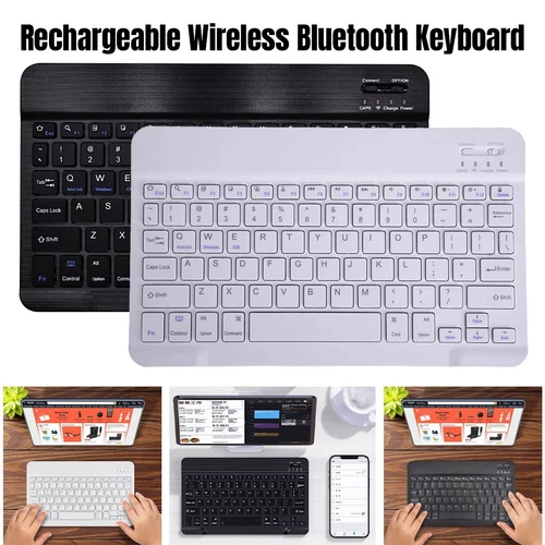 Mini Bluetooth Wireless Keyboard for iPad iPhone Android Tablet Ultra-Slim Po - Picture 1 of 19