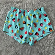 Pac-Man Pajama Shorts Womens Size XS (0-2) Blue Pajamas Pjs Stretch Waistband