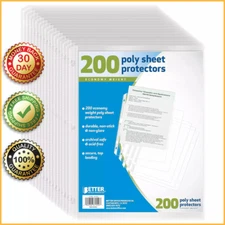 200-PIECES POLY SHEET PROTECTORS Clear Page 3 Ring Binder Plastic Page Sleeves