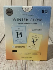 Rael Limited Edition Winter Glow Facial Sheet Mask Gift Set, 5 Count
