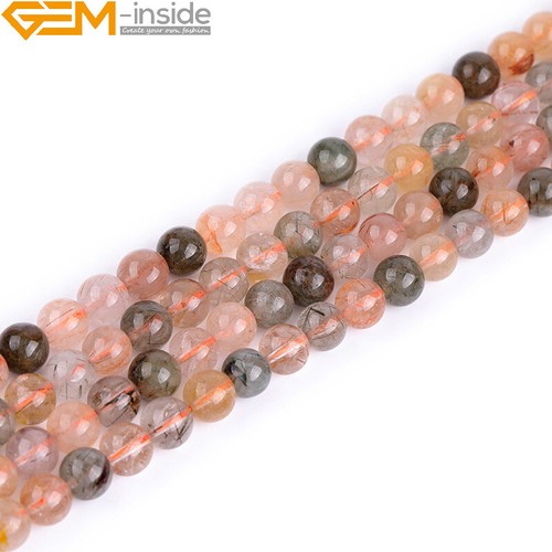 Multi-Color Rutilated Quartz Round Natural Stone Beads For Jewelry Making 15" - Picture 19 of 28