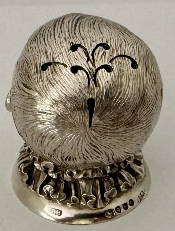 INGLÉS VICTORIANO FIGURA CABEZA DE BEBÉ ESTERLINA PIMIENTA AGITADOR HENNELL LONDRES 1880 Foto 4 de 4