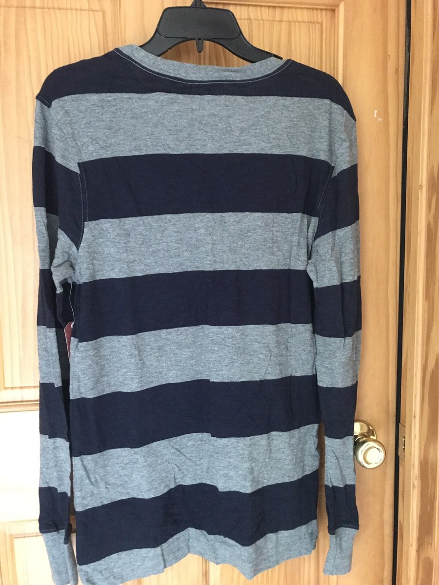 NWT ARIZONA JEAN CO LS TEE - MEN - RET $28 - SMALL - NAVY/GRAY
