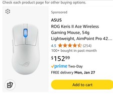 New ASUS ROG Keris II WL Ace 54-gram Ergonomi...