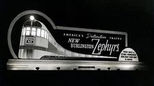 Burlington Route Railroad Streamlined Zephyr Train Night Billboard PHOTO