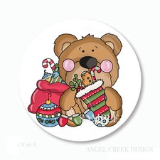 Whimsical Teddy Bear Christmas Scrapbook Stickers Labels Envelope Seals