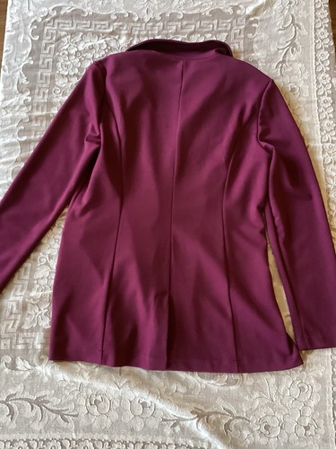Nuevo con etiquetas Chaqueta Blazer Genhoo Para Mujer Retro Clásica Manga Larga Fucsia Ciruela Elastizada - Imagen 9 de 11