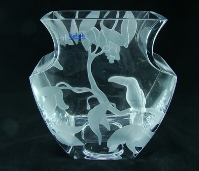 Badash Kristall Tukan Mattiert & Klar Glasvase Höhe 22.2cm Neu W Chips Lesen
