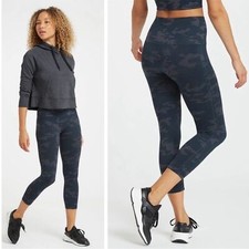 SPANX High Waist Size S Black Camo Seamless Cropped Lamn Leggings NWT