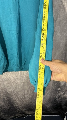 Maglione girocollo uomo LL Bean cotone taglia XL blu turchese alto pesante - Foto 9 di 12