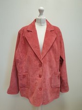 Vv983 Womens Beth Terrell Pink Button Collared Suede Jacket Uk 3xl Eu 46