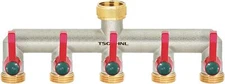 Brass Garden Hose Splitter, 5 Way Faucet Diverter with 5 Extension Handles,