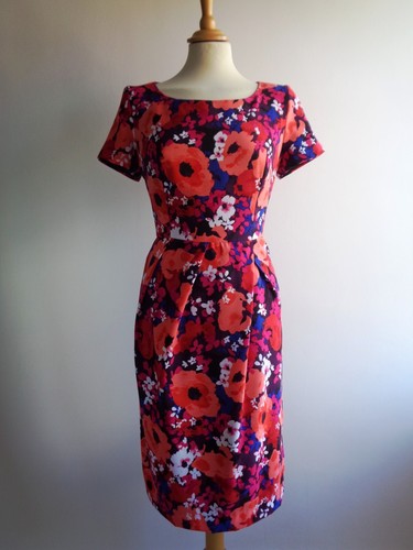 PRECIS PETITE 50s Style Floral Pencil Dress Size 12 Wedding Guest - Picture 2 of 15
