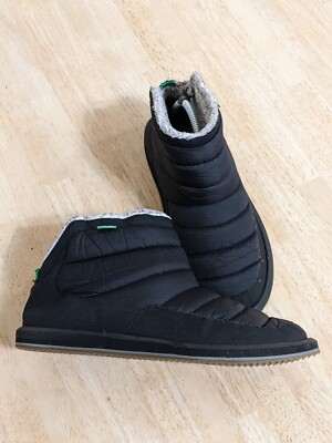 Sanuk Puff N Chill Black Slip-on Ankle Chukka Boots Shoes Size Men's  1095174