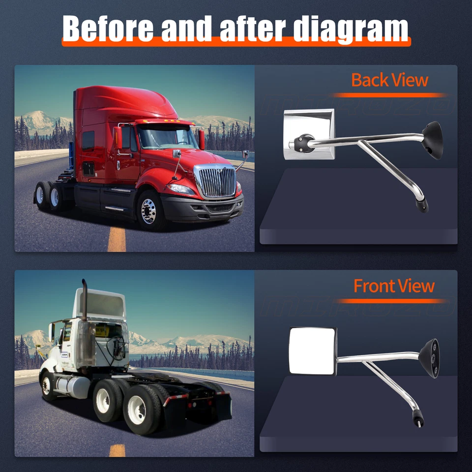 Espejos retrovisores manuales con capó cromado lateral para International Harvester ProStar 2008-2017 Foto 3 de 4