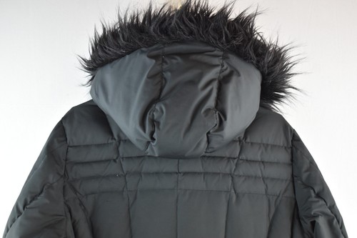 PER UNA Black Down Padded Coat size M Womens Long Puffer Jacket Hooded Casual - Picture 9 of 10