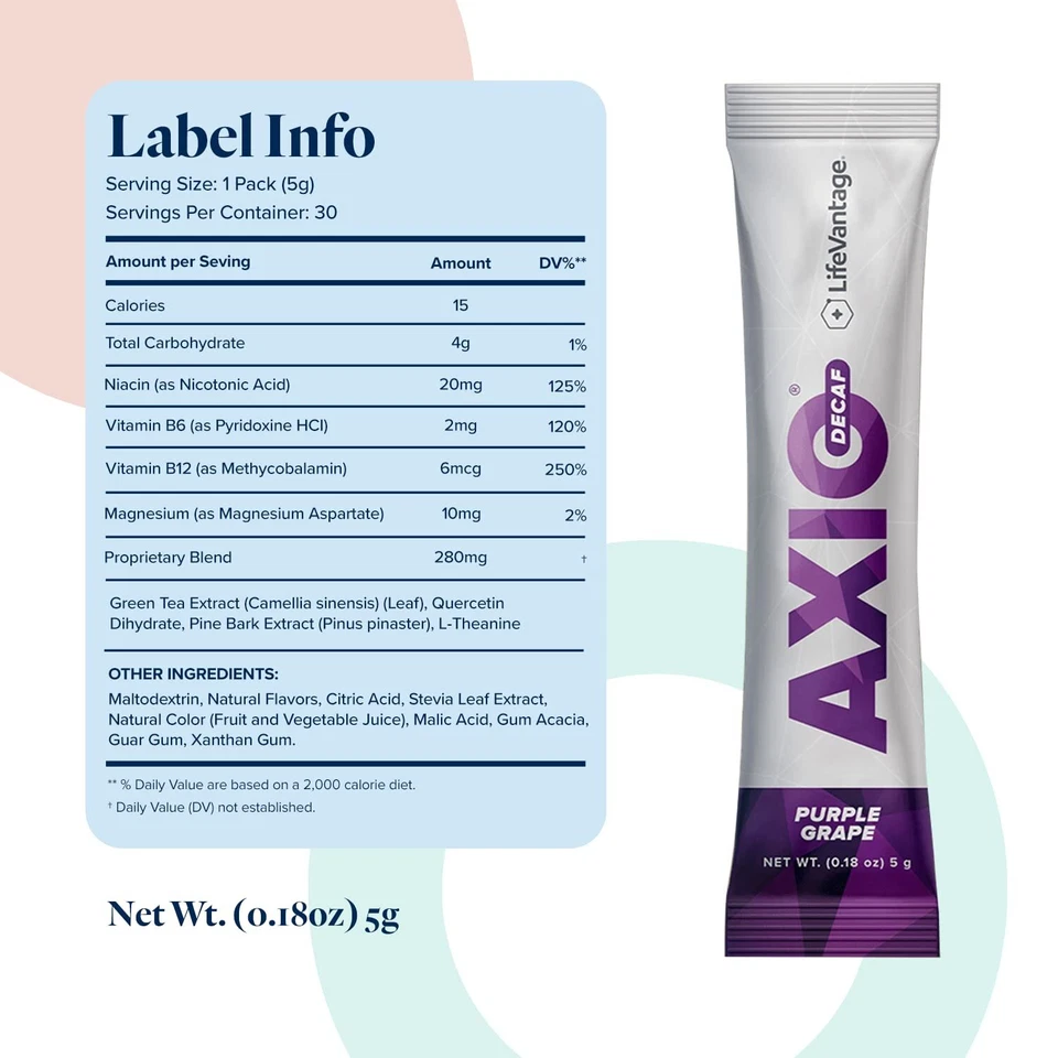 Bebida energética regular AXIO en polvo uva púrpura 30 paquetes energía instantánea en polvo... Foto 2 de 4